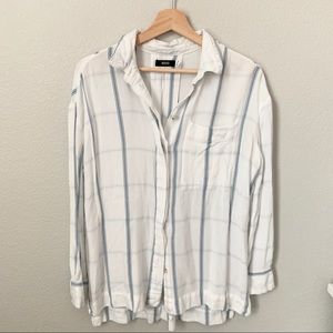 Urban Outfitters White Blue Stripe Flannel Shirt